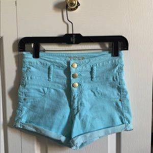 Light blue high waisted shorts